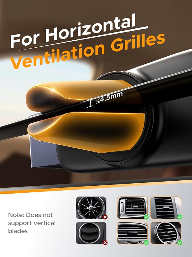UGREEN Car Vent Phone Mount Air Vent Clip Phone Holder Car Mount Mini Size Compatible with iPhone 17 16 15 14 13 12 Pro Max Mini Plus, iPhone 11 SE XS XR 8 7 6 6S Smartphone