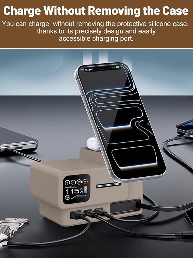 Silicone Protective Case Compatible with CUKTECH 15 Super Power Station 140W, Full-Body Protective Cover with Precise Cutouts, Shockproof & Scratch-Resistant Sleeve (Grey)