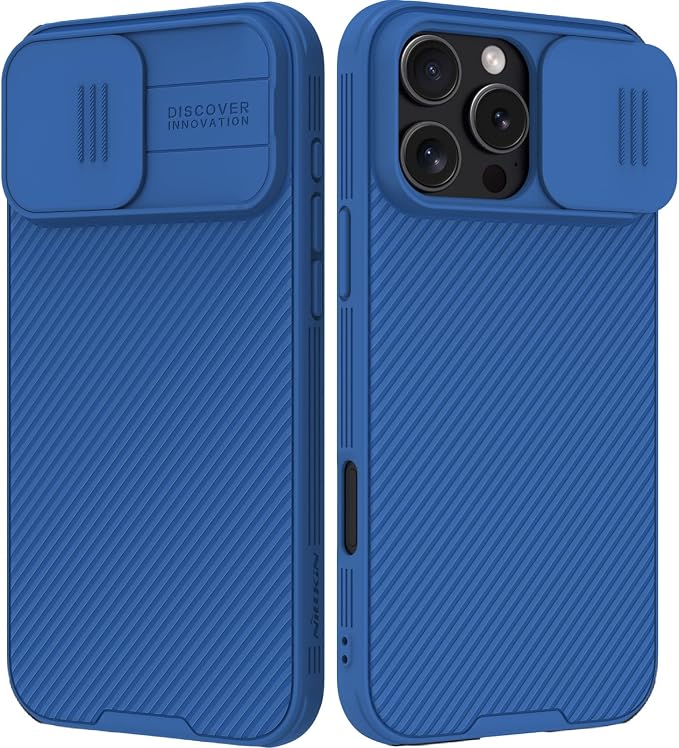 Nillkin for iPhone 16 Pro Max Case with Slide Camera Cover, [Full Camera Protection][Anti-Scratch] Military-Grade Protection, Anti-Fingerprint, Slim Phone Case for iPhone 16 Pro Max 6.9'' Blue