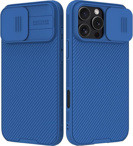 Nillkin for iPhone 16 Pro Max Case with Slide Camera Cover, [Full Camera Protection][Anti-Scratch] Military-Grade Protection, Anti-Fingerprint, Slim Phone Case for iPhone 16 Pro Max 6.9'' Blue