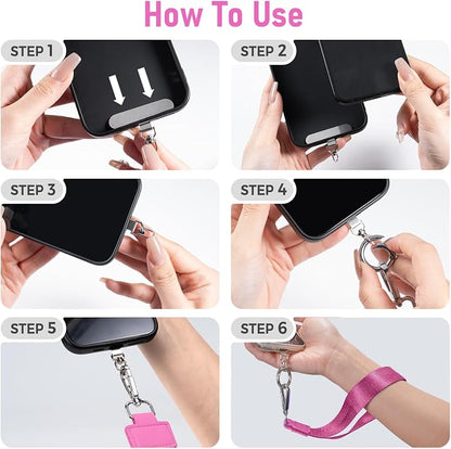 Clip and Go Strap for Phone with Wallet Crossbody Phone Lanyard and Detachable Checkered Bag with ID Window and RFID Pouch for Daily Travel.