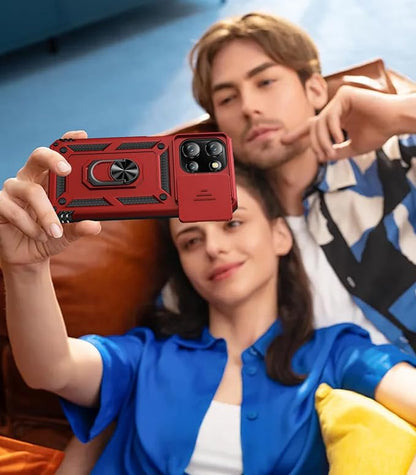 Taisairu for Motorola Moto G 2025/G 2026/G Play 2026 Case with Screen Protector & Slide Camera Lens Cover, Built-in Ring Stand Case for Moto G 2026/G 2025/G Play 2026 (Red)