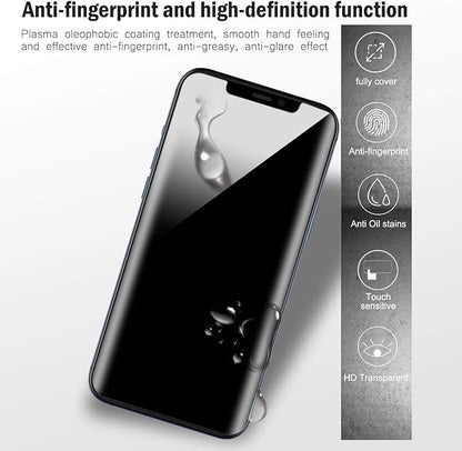 QHOHQ [2 Pack] Privacy Screen Protector for iPhone 12 Pro Max 6.7 Inch, Anti-Spy Tempered Glass Film, 9H Hardness, 2.5D Edge, Scratch Resistant, Easy Install - Case Friendly