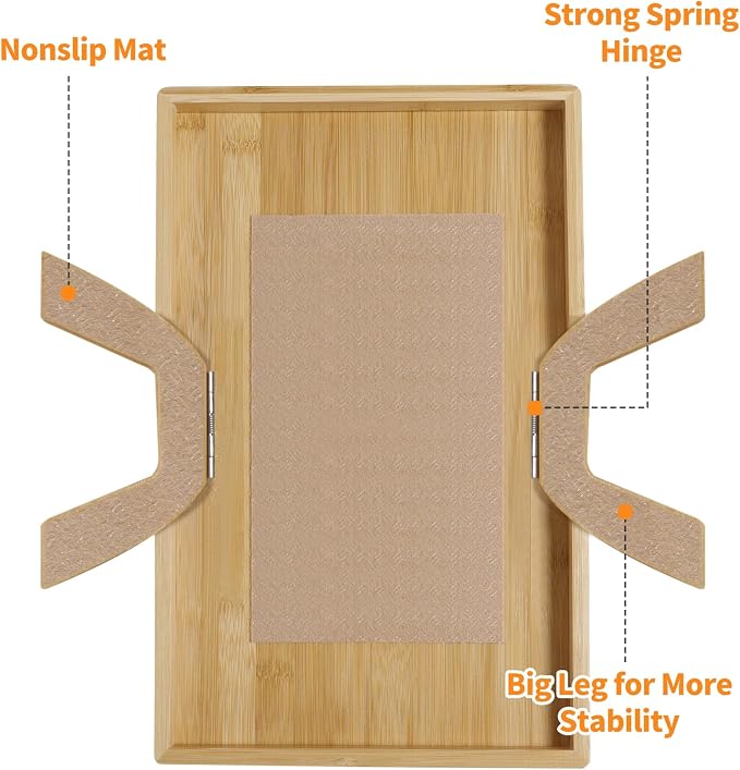 Couch Cup Holder Tray - Sofa Arm Tray with 360° Rotating Cell Phone Holder, Anti-Slip Couch Arm Rest Table, Natural Bamboo Clip-On Side Table for Eating, Snacks, Drinks, Remote, Cups