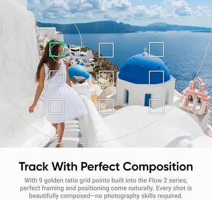 Insta360 Flow 2 Plus AI Tracker Bundle White - Foldable Phone Gimbal, AI Tracking with Any App, Multi-Person Tracking, Built-in Tripod/Selfie Stick, Remote Control, Smartphone Stabilizer, Travel