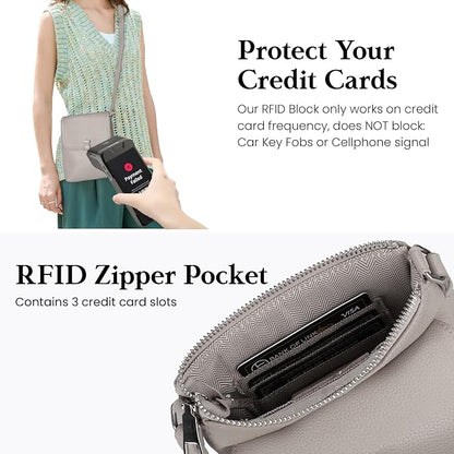 befen Genuine Leather Small Crossbody Bags for Women, Womens Cell Phone Purses Cross body Bag Purse with RFID Card Slots