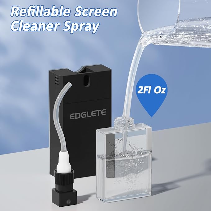 Computer Screen Cleaner Spray and Wipe, Streak-Free Car Screen Cleaner, Portable Laptop Cleaning Kit for Phone Touchscreen Monitor PC MacBook iPad TV Electronic, Refillable 2oz Spray Microfiber Cloth