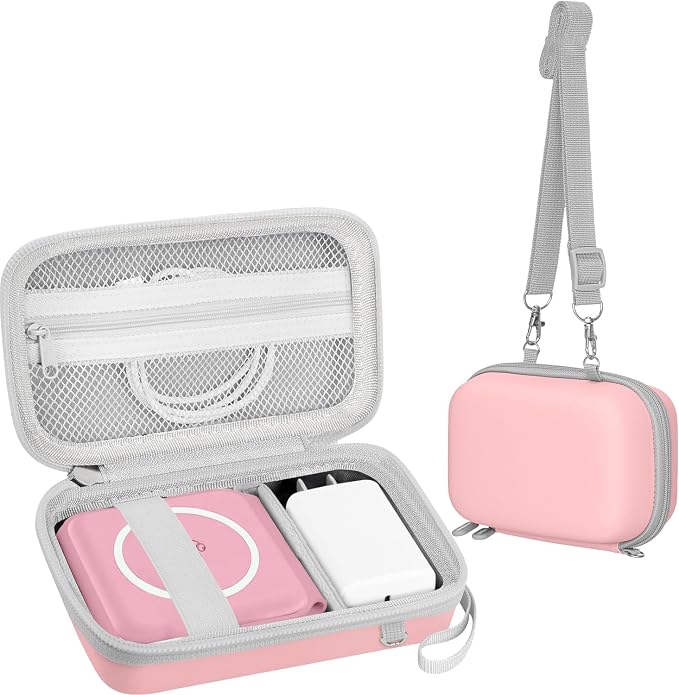 Leayjeen Travel Case Compatible with Hicober 3 in 1 Charging Station/UCOMX Nano Magnetic 2 in 1 Wireless Charger,Foldable Magnetic Charging Station Storage Holder Bag-Pink (Case Only)