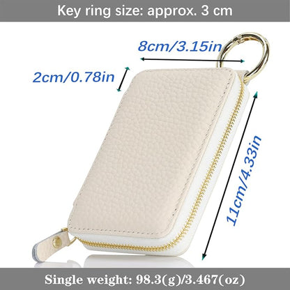 Cavor Compatible with MagSafe Wallet Genuine Leather Cash Wallets for Women, Magnetic Phone Wallet for iPhone 17 Pro Max/16/15/14/13/12, id Credit Card Holder with Mag safe Keychain-White