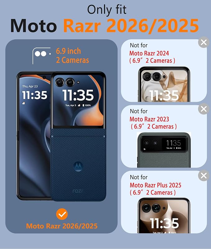 FNTCASE for Motorola Razr 2026/2025 Case, Fit for Magsafe, Hinge Protection | Screen Protector, Translucent Matte Magnetic Back, 18FT Military Grade Drop Proof, Protective Phone Cover, Blue