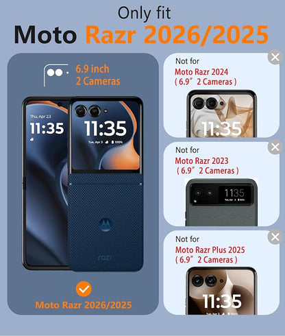 FNTCASE for Motorola Razr 2026/2025 Case, Fit for Magsafe, Hinge Protection | Screen Protector, Translucent Matte Magnetic Back, 18FT Military Grade Drop Proof, Protective Phone Cover, Blue