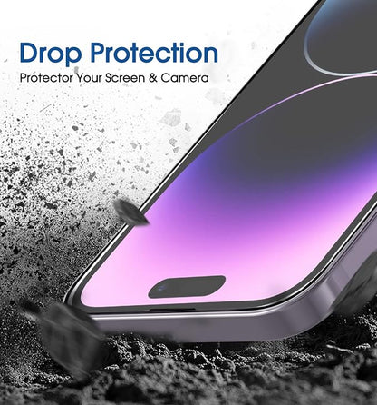 amFilm Easiest Installation OneTouch for iPhone 14 Pro [6.1 Inch] Screen Protector Tempered Glass, Auto-Alignment Tech, Bubble Free and Full Coverage Case Friendly, Anti-Scratch 2 Pack