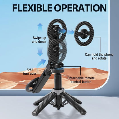 2025 New 4-in-1 Multifunctional Magnetic Selfie Stick,Universal 360° Rotation Phone Tripod with Wireless Remote,Portable Extendable Mag Tripod,for Video Recording & Vlog,for iPhone & Android(Black)