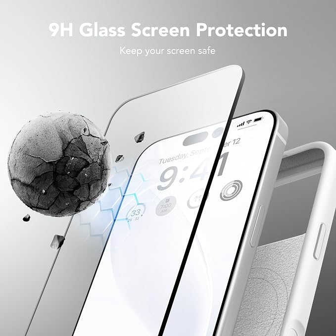 GONEZ Magnetic for iPhone 17 Pro Max Case, Compatible with MagSafe, [Screen Protector + Camera Lens Protector], Liquid Silicone Anti-Scratch Shockproof Protective Phone Case 6.9 inch, White