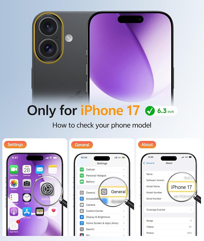 FNTCASE for iPhone 17 Case: [Compatible with Magsafe] Translucent Matte Cases with [Full Camera Protection] [Screen Protector] Military Grade Shockproof Protective Phone Cover - Purple