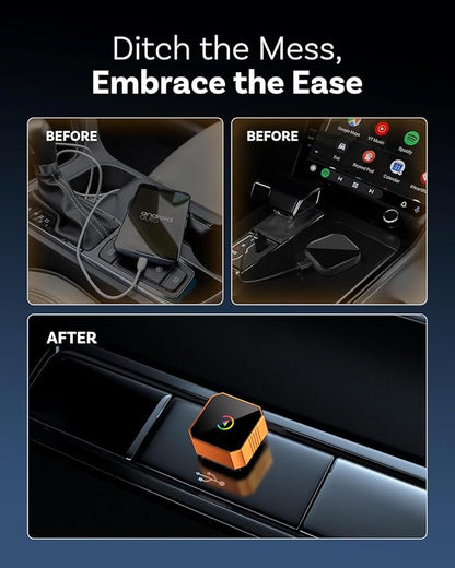 Wireless CarPlay Adapter for iPhone＆Android, 2026 Upgraded Car Play Mini Wired to Wireless Adapter for CarPlay ＆Android Auto Plug and Play Stable Connection & No Latency for iPhone iOS 10+