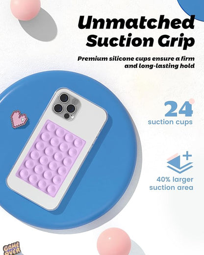 amBand ASMR Stuff Silicone Suction Phone Mount, Stable Hands-Free Sticky Holder for iPhone, Cute Aesthetic Gear for TikTok Influencers & ASMR Content Creator, Lilac Purple