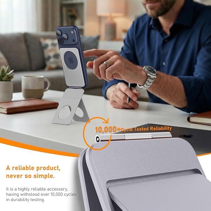 Magnetic Tripod for iPhone, Aluminium Phone Tripod Stand Compatible with Magsafe iPhone 17/16/15/14/13/12 Series, Foldable Strong Magnetic Phone Stand & Travel Essentials Accessories