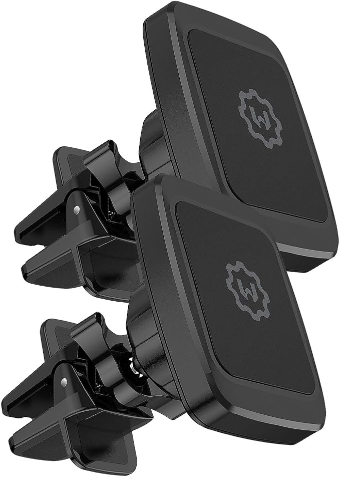 WixGear Magnetic Phone Car Mount, [2 Pack] Air Vent Car Phone Mount Holder, Phone Holder for Car with Twist-Lock Base, Compatible with All Smartphones