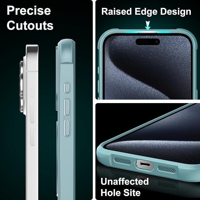 360° Magnetic Swivel Ring for iPhone 15 pro case, Built-in Metal Stand and Ring Holder, Magsafe Compatible, Military Grade Protection, Shock and Vibration Resistant-Lake Blue