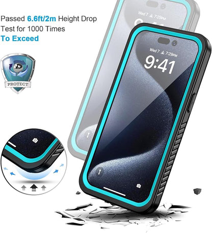 Lanhiem for iPhone 15 Pro Case, IP68 Waterproof Dustproof Shockproof Cases with Built-in Screen Protector, Full Body Protective Heavy Duty Rugged Phone Cover for iPhone 15 Pro - 6.1 inch (Blue)