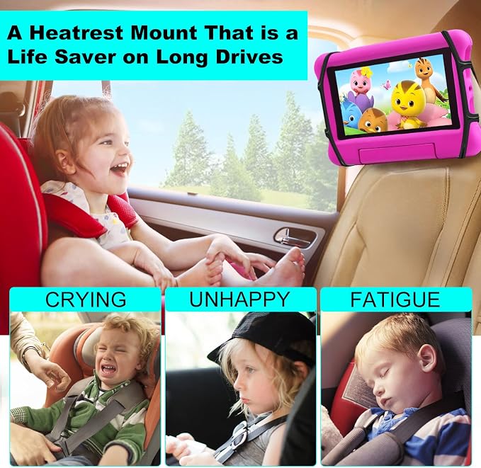 Car Tablet Holder,Car Headrest Mount Holder for Car Back Seat with Silicone Holding Net and Anti-Slip Strap,Angle-Adjustable Fits All 7-12.9" Tablets