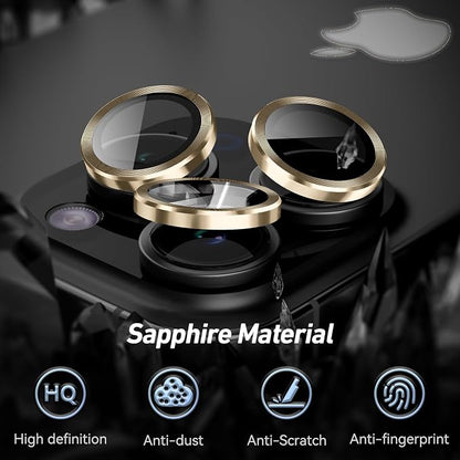 Jeluse Camera Lens Protector for iPhone 17 Pro Max/17 Pro/16 Pro Max/16 Pro/15 Pro Max/15 Pro/14 Pro Max/14 Pro, 9H Tempered Glass Screen Protector Cover Alignment Kit Metal Individual Ring