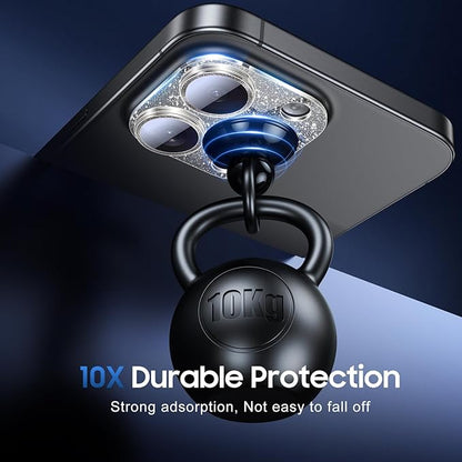 UniqueMe for 3 Pack iPhone 16 Pro/iPhone 16 Pro Max Camera Lens Protector - [Drop Protection] [Case Friendly] 9H Tempered Glass Camera Cover Screen [Update New Version] - Glitter Black