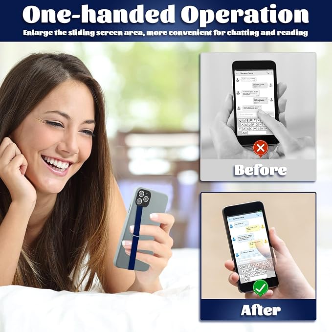 TEAMOLA Silicone Phone Grip Strap - Navy 210 Phone Hand Strap Holder with Loop for Cell Phones, iPhone Grip, Finger Holder & Back of Phone Grips, Secure Anti-Slip Grip(3 Packs)