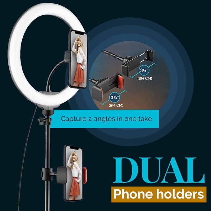 GearLight 12" LED Ring Light Stand and Phone Holder - Selfie Light Tripod w/Adjustable Height and Lighting Modes for TikTok, YouTube, Zoom, Video Recording, Computer, Makeup & Photography