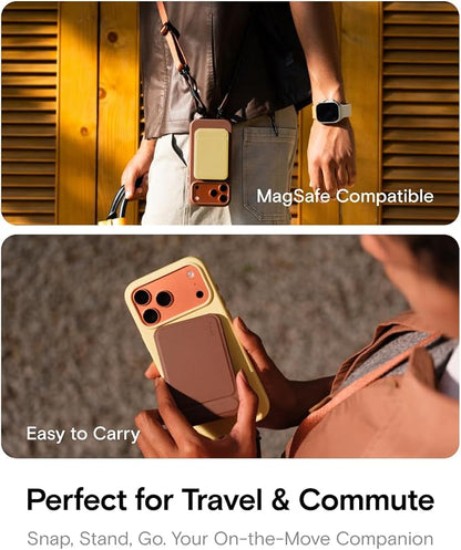 MOFT Phone Tripod Stand Selfie Stick for iPhone, Multi-Angles iPhone Stand, Lightweight & Portable Phone Holder, Strong Magnets, MOVAS Vegan Leather, Travel Essentials, Oz Green (Without Card Slot)
