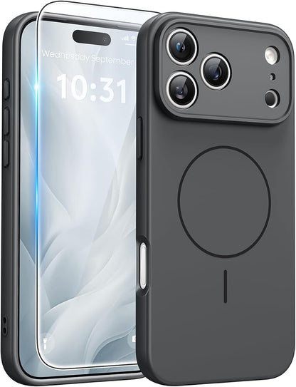 FNTCASE for iPhone 17 Pro Max Case: [Compatible with Magsafe] Integrated Silicone Phone Cases with [Full Camera Protection] [Screen Protector] Military Grade Shockproof Protective Cover - Full Gray