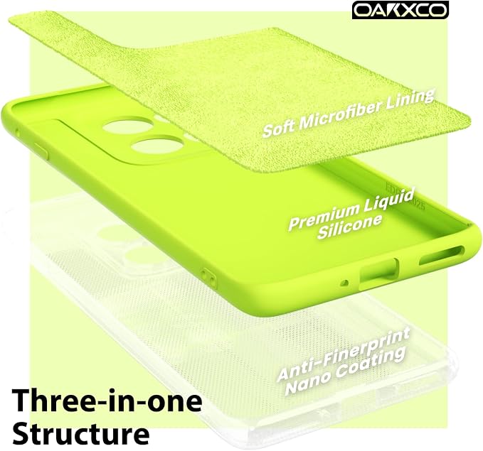 oakxco for Motorola Moto Edge 2025 Phone Case Liquid Silicone, Thin Slim Soft Rubber Gel TPU Plain Protective Simple Cover for Women Girl Cute, Matte Solid Color Aesthetic, Neon Green Lime