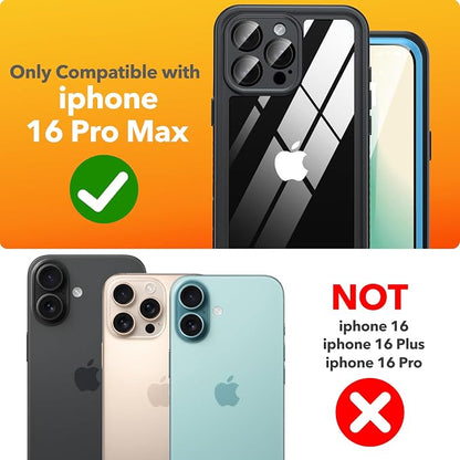 ANTSHARE for iPhone 16 Pro Max Case Waterproof, [Anti Spy] Privacy Screen Protector for iPhone 16 Pro Max, [IP68 Under Water] Heavy Duty Full-Body Shockproof Phone Case, Blue