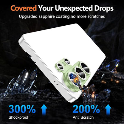 for Samsung Galaxy S26 Ultra Camera Lens Protector, Electroplated Matte Back with 9H Tempered Glass Lens Protector, [Strong Adsorption] [Case-Friendly] Metal Ring HD Lens Cover, Green Diamond
