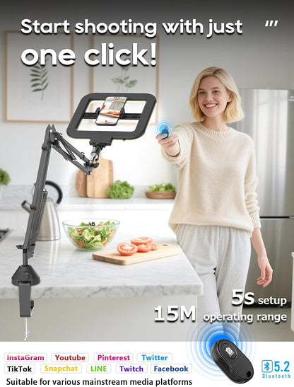 12'' Selfie Ring Light with Clamp Stand for Video Recording, Live Streaming(YouTube, Instagram, TIK Tok), Compatible with Phones, Cameras and Webcams
