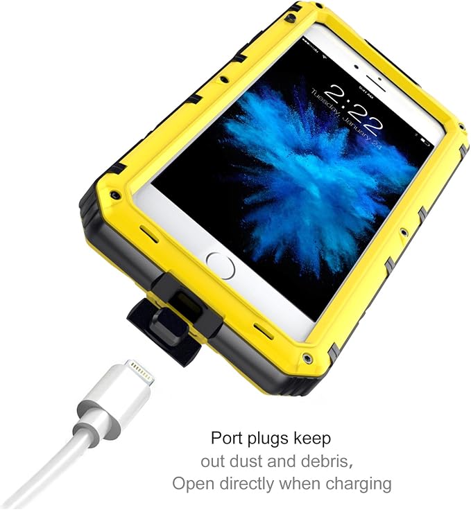Mitywah Waterproof Case for iPhone SE 2020, Heavy Duty Military Grade Armor Metal Case, Full Body Protective Rugged Shockproof Thick Dustproof Strong Case for iPhone SE 2nd Generation, Yellow