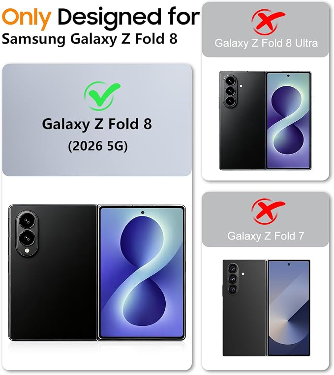 SPIDERCASE for Samsung Galaxy Z Fold 8 Case,Built-in [Screen Protector] [Hinge Protection] [Kickstand] Full Body Protective Phone Case for Galaxy Z Fold 8 - Gray