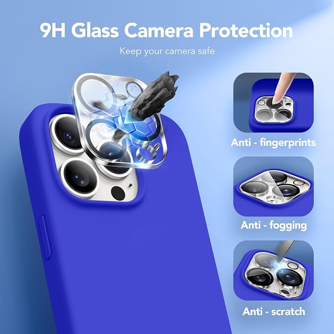 GONEZ for iPhone 15 Pro Max Case Silicone, Compatible with Magsafe, Camera Protector + Screen Protector, Soft Anti-Scratch Microfiber Lining, Liquid Silicone Shockproof Phone Cover, Cobalt Blue