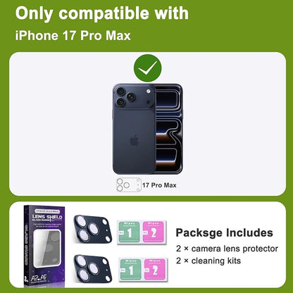 2-Pack Shatterproof Camera Lens Protector for iPhone 17 Pro Max |AR Tempered Glass Strong Adsorption Metal Camera Cover Screen(Inky blue)