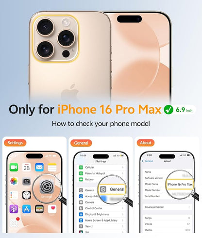 FNTCASE for iPhone 16 Pro Max Case: [Compatible with Magsafe] Translucent Matte Cases with [Full Camera Protection] [Screen Protector] Military Grade Shockproof Protective Phone Cover - Desert Gold