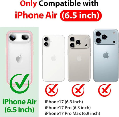 SPORTLINK for iPhone Air Waterproof Case - Dustproof/Rugged Full Body Shockproof/Dropproof/Built in Screen Protector/IP68 Underwater for iPhone Air Case 6.5 inch Pink/Frosted Clear