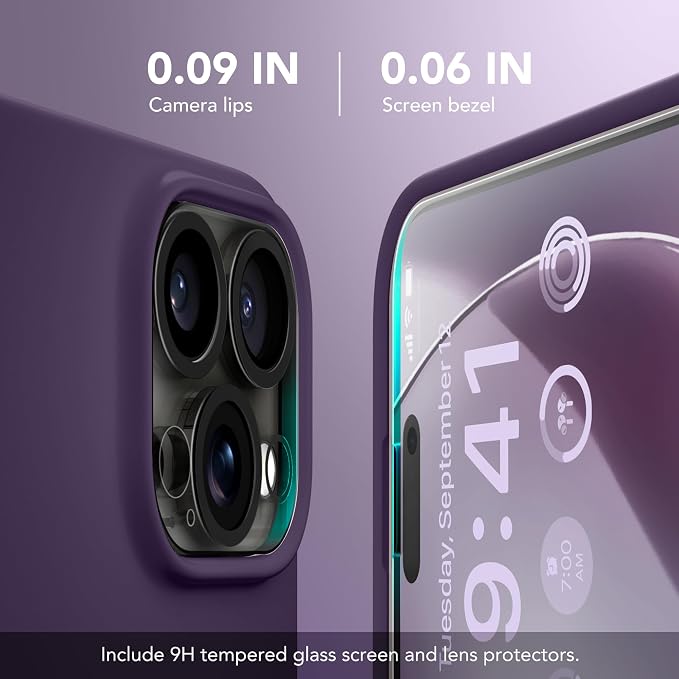 GONEZ Magnetic for iPhone 16 Pro Max Case, Compatible with MagSafe, Liquid Silicone Case, with Screen Protector + Camera Protector, Full Body Protective Shockproof Phone Cover 6.9", Deep Purple