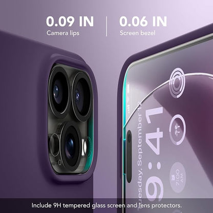 GONEZ Magnetic for iPhone 16 Pro Max Case, Compatible with MagSafe, Liquid Silicone Case, with Screen Protector + Camera Protector, Full Body Protective Shockproof Phone Cover 6.9", Deep Purple