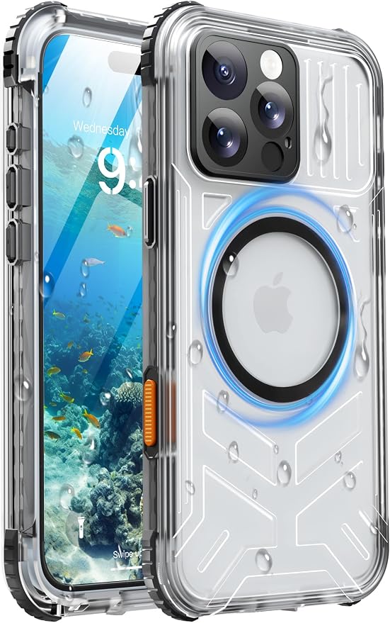 for iPhone 16 Pro Waterproof Case with Magsafe, Built-in [Camera & Screen Protector] [Lanyard], IP68 Water Proof Full Body Dustproof Heavy Duty Frosted Protective Phone Cover, 6.3" Black