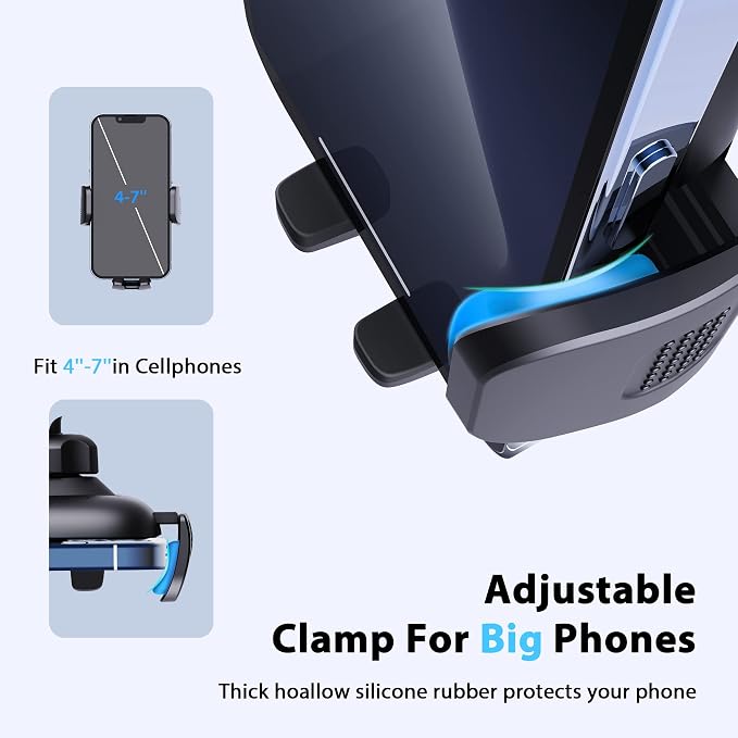 Qifutan Phone Holder - 14-Inch Long Arm Windshield Car Cell Phone Holder Anti-Shake Stabilizer Automobile Mount for iPhone Android Smartphones