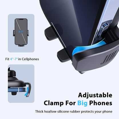 Qifutan Phone Holder - 14-Inch Long Arm Windshield Car Cell Phone Holder Anti-Shake Stabilizer Automobile Mount for iPhone Android Smartphones