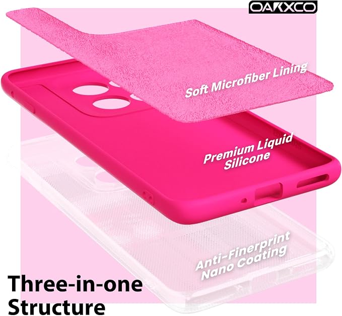 oakxco for Motorola Moto Edge 2025 Phone Case Liquid Silicone, Thin Slim Soft Rubber Gel TPU Plain Protective Simple Cover for Women Girl Cute, Matte Solid Color Aesthetic, Neon Hot Pink