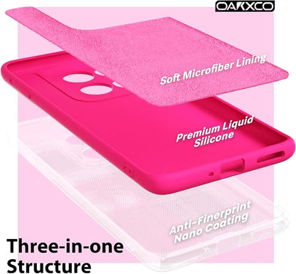 oakxco for Motorola Moto Edge 2025 Phone Case Liquid Silicone, Thin Slim Soft Rubber Gel TPU Plain Protective Simple Cover for Women Girl Cute, Matte Solid Color Aesthetic, Neon Hot Pink