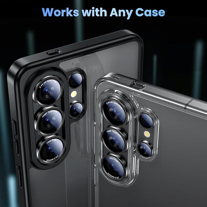 Uyiton for Samsung Galaxy S26 Ultra Camera Lens Protector - [Case-Friendly][Not Easy to Break][Ultra-Thin] Military-Grade Tempered Glass with Aluminum Metal Rear Camera Screen Cover - Black
